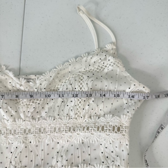 NSR Lace Midi Dress Sleeveless Fit & Flare Size M Micro Dot - Picture 3 of 13